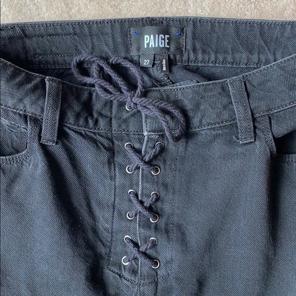 Paige black denim drawstring skirt w/slit size 27 - Picture 6 of 7